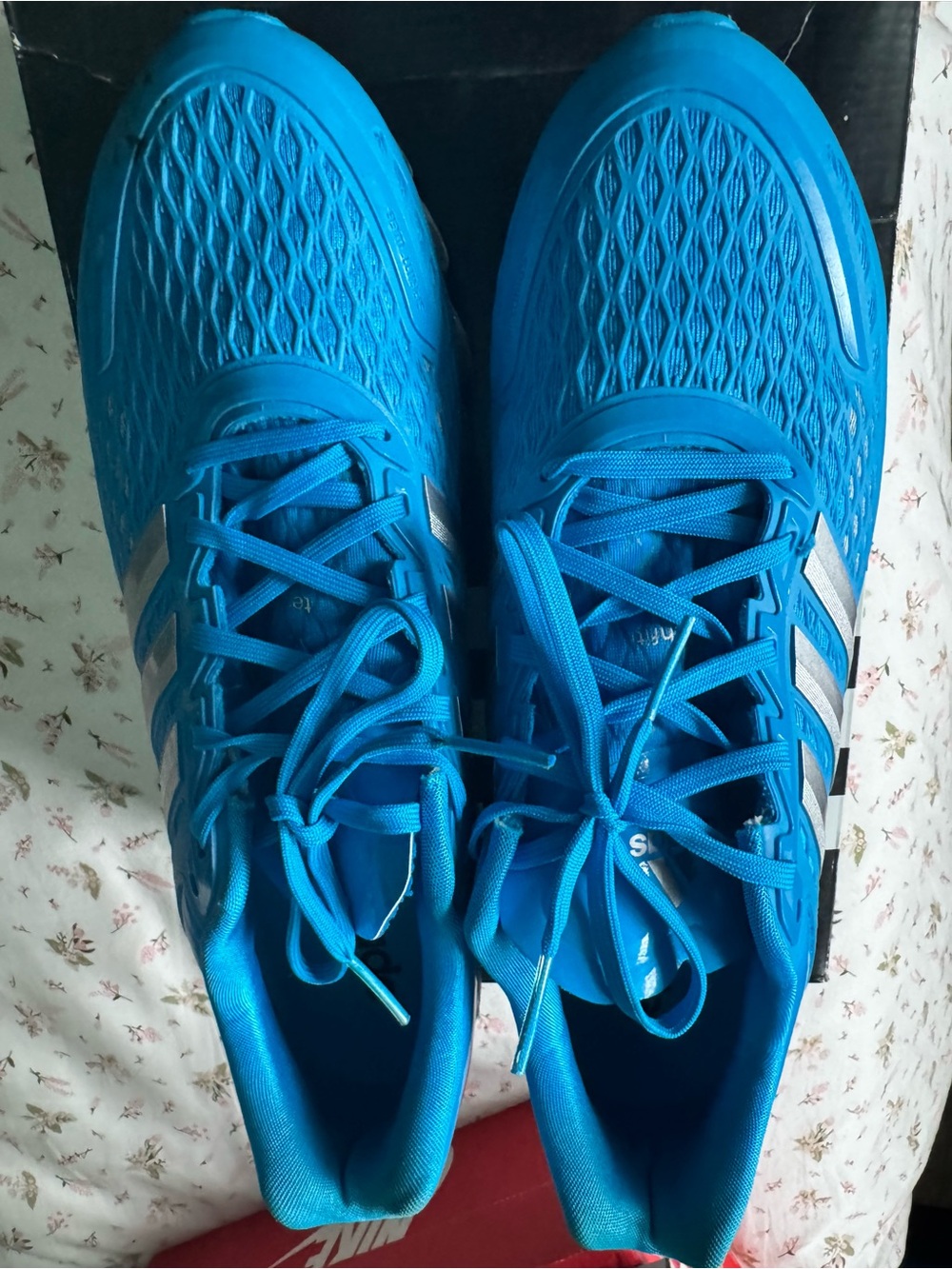adidas Blue Men's Athletic Running Shoes with White Stripes